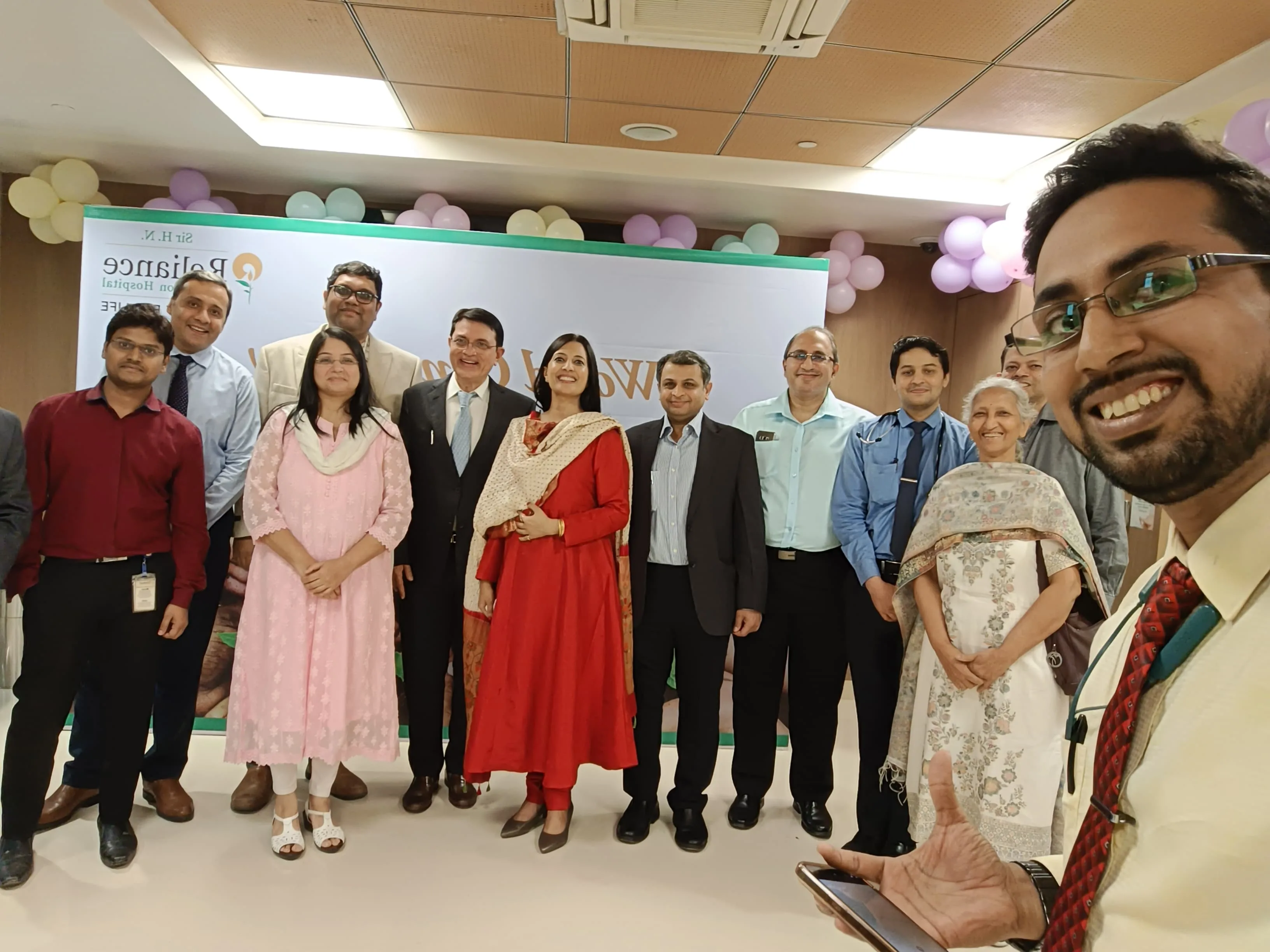 Team gathering at a healthcare event